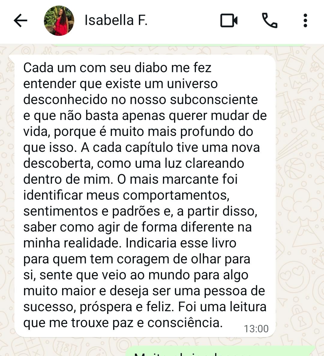 Depoimento real de leitora sobre o livro
